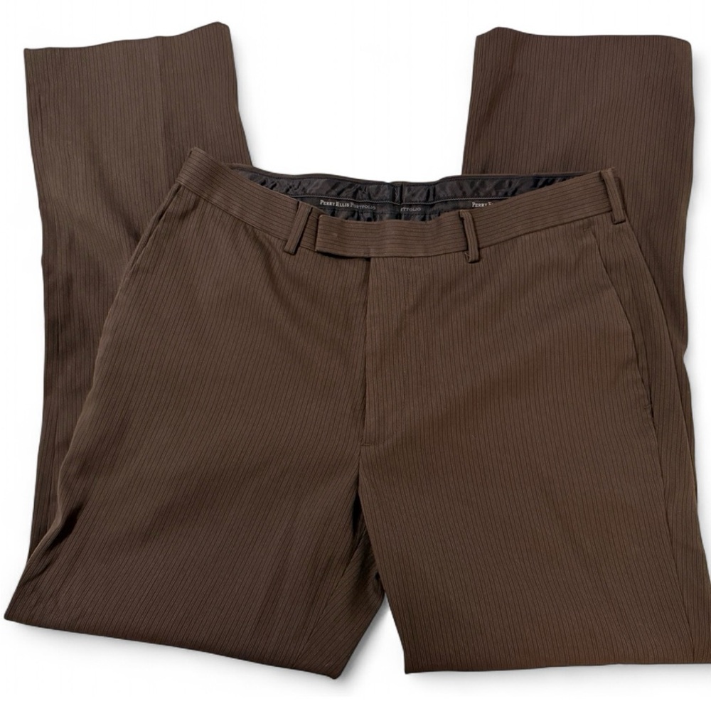 Perry Ellis Dark Brown Pinstripe Slacks